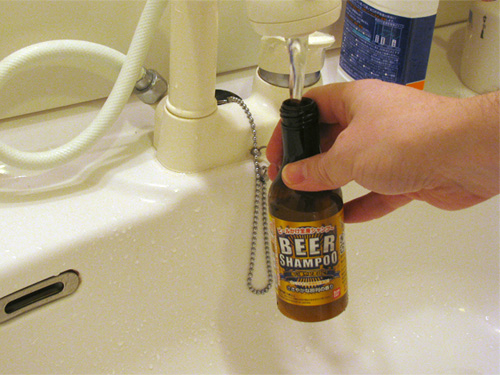 beer shampoo filling it up with water